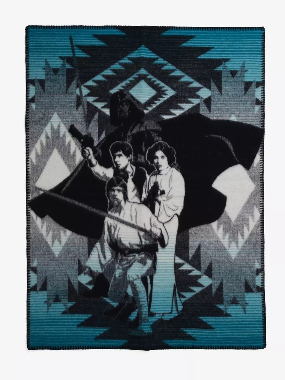 Pendleton Star Wars A New Hope Turquoise and Black Wool Throw Blanket